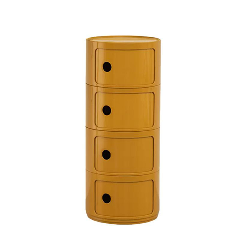4 Pack Stackable ABS Storage Drawers – Round Modular Cabinet for Bedroom & Living Room, Yellow