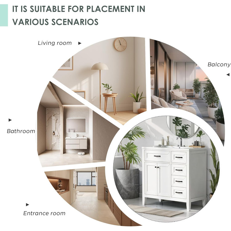 White Bathroom Cabinet With Drawers, White
