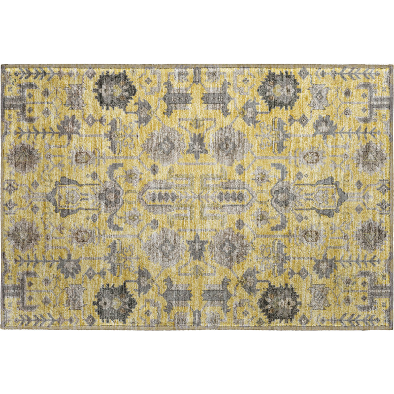 Premium Machine Washable Prisco Honey Rug, Rectangle 1'8" x 2'6"