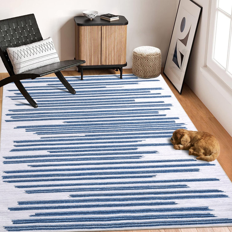 Krystalyn Washable Striped Indoor Rug