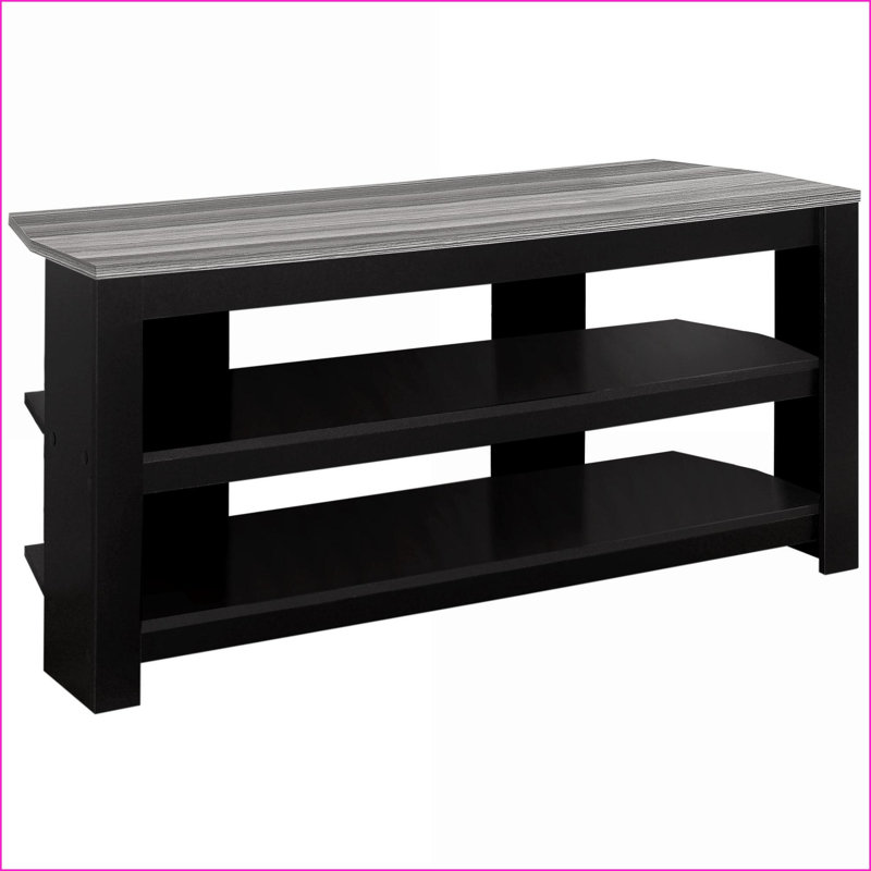 Meuble télé | Meuble télé moderne 42 po avec piédestal central, tablettes de rangement, noir et amp; Gris | Panneau de particules | Noir