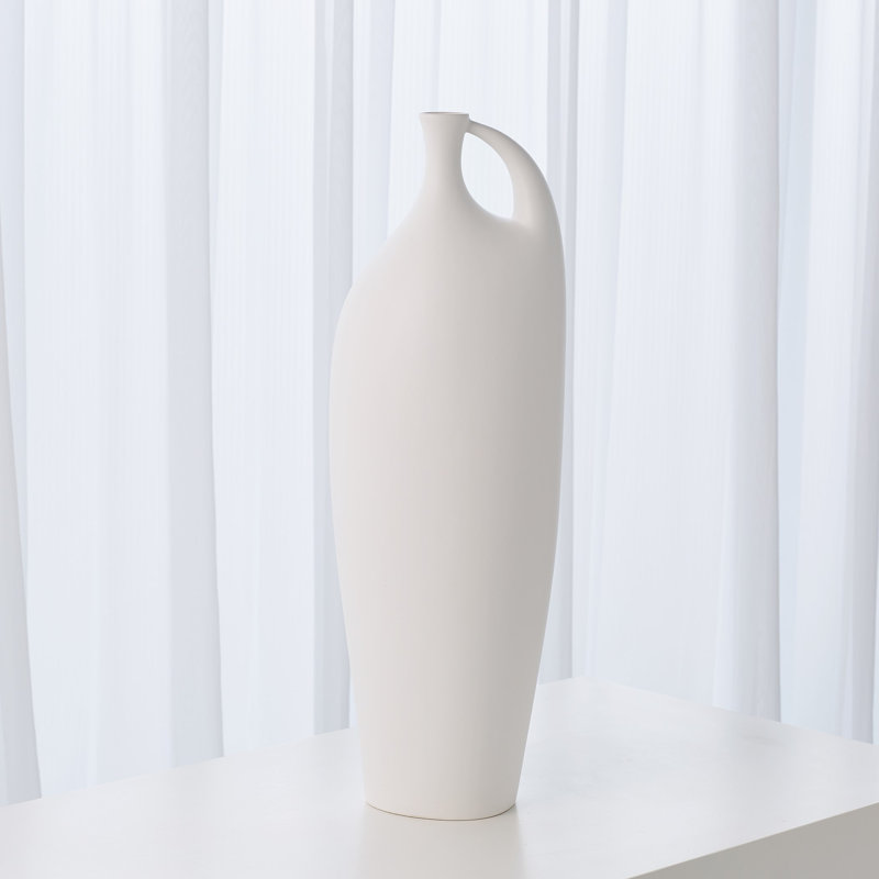 Indentation Vase-Matte White, 14" H x 5.25" W x 3" D