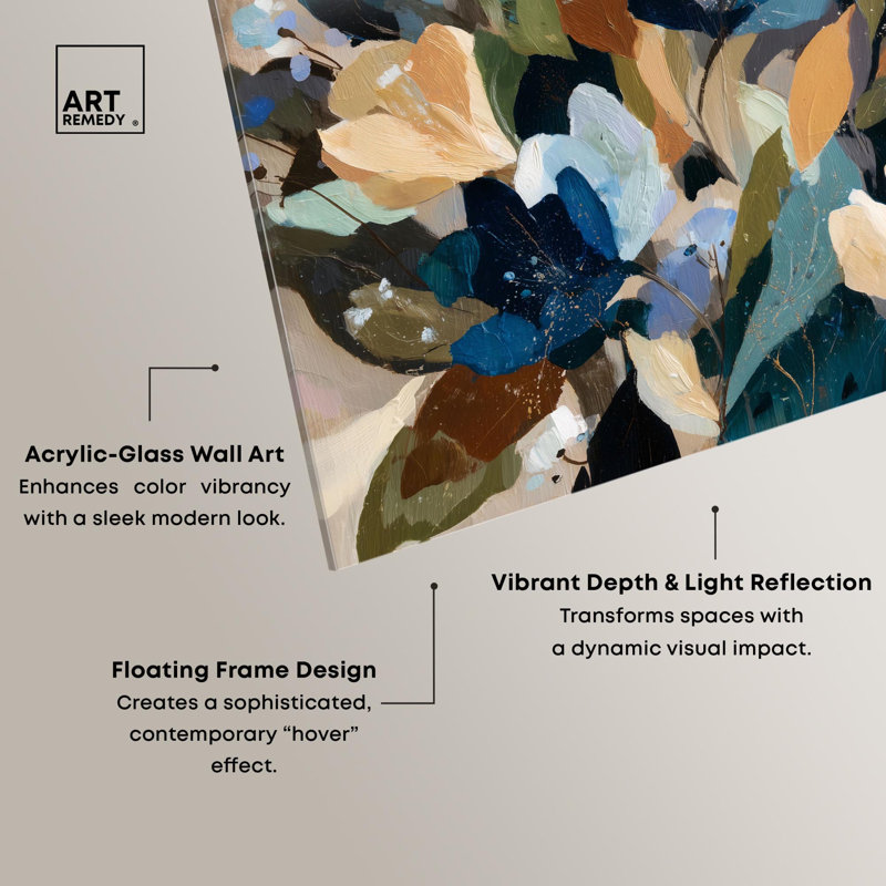 Impression sur toile Tealblue floral II par Art Remedy, H 24 po x l 20 po