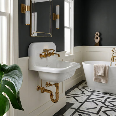 Victorian Nantucket Sinks 16.5''  Fireclay Specialty Wall Mount Bathroom Sink with Faucet and Overflow