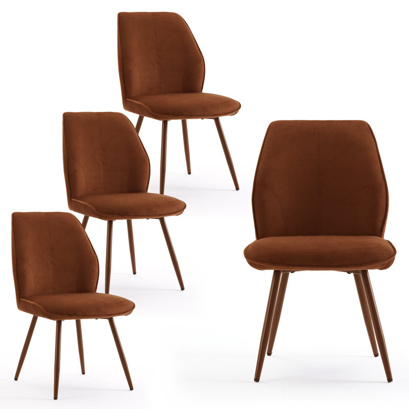 Chaises de salle à manger rembourrées en tissu Monno, Caramel, 4, Caramel