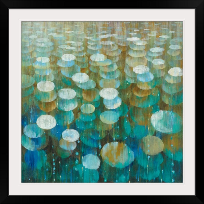 «Rain Drops», impression d'art graphique Danhui Nai, H 24 po x l 24 po x P 1 po, Cadre noir
