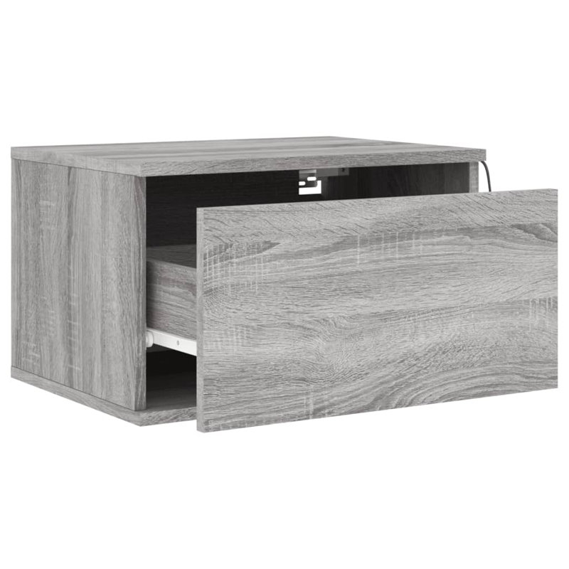 Brayle 50cm W Engineered Wood Bedside Table, Grey Sonoma