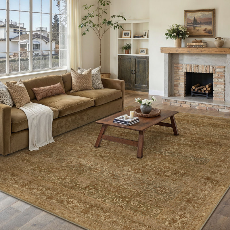 Tapis oriental lavable à la machine avec envers antidérapant Lough Vintage, Rectangle 9 pi x 12 pi