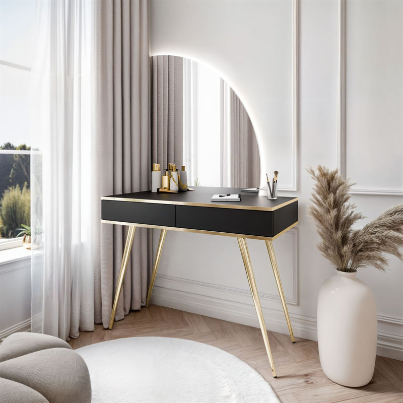 Dressing Table with Mirror, Black