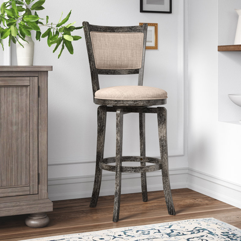 Tabouret pivotant Amelia, Tabouret de bar (siège d'une hauteur de 30 po), Gris patiné