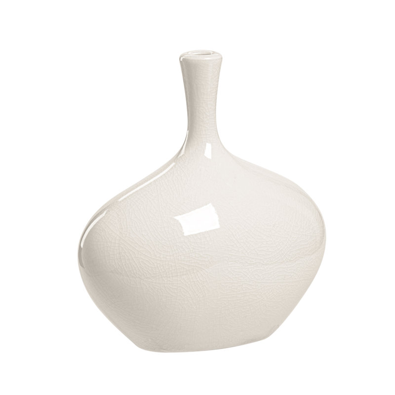 Lilo Crackle Ceramic Table Vase, 8.25" H x 8" W x 4.25" D