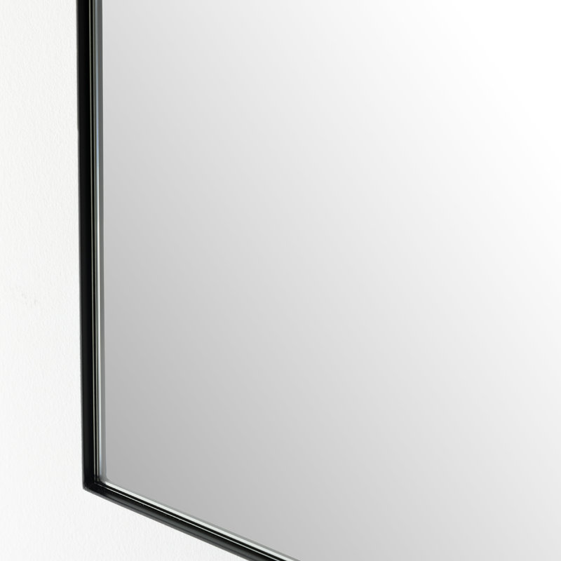 Georgina Flat Metal Wall Mirror, 32" x 21", Matte Black