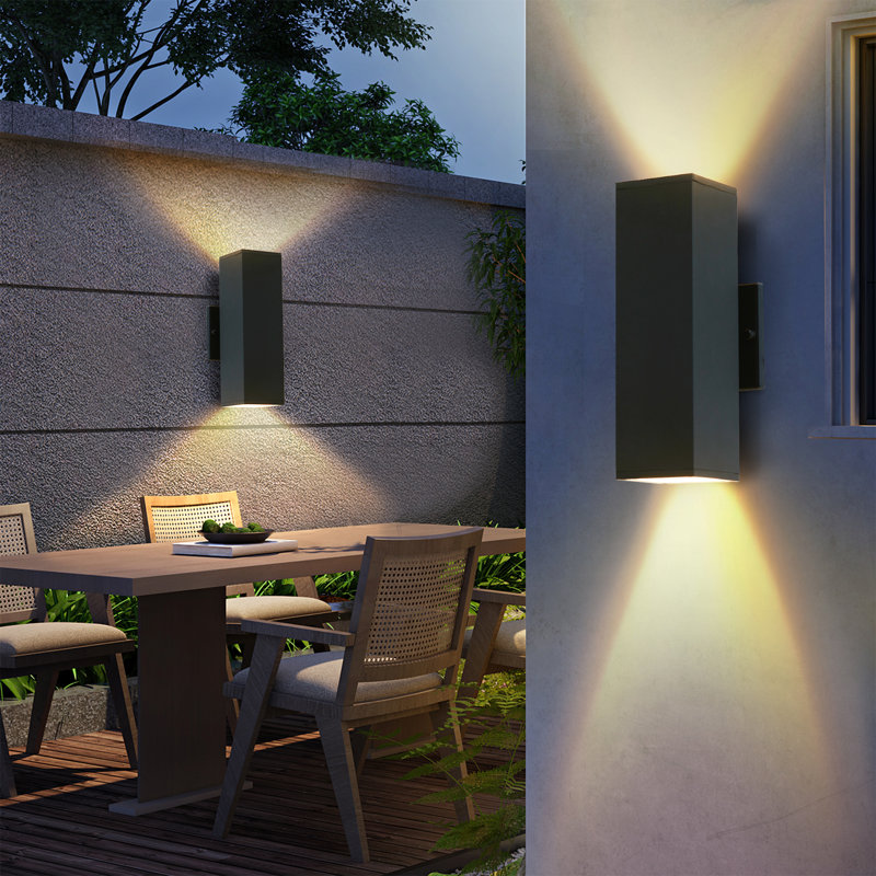 2-Light Black Modern Outdoor Wall Sconce