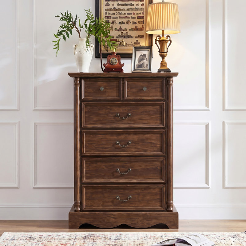 Commode 6 tiroirs Gulnaaz, Brun