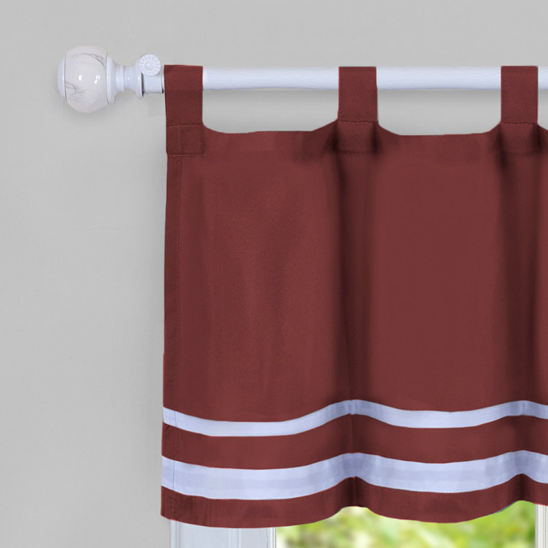 Pangkal Pinang Striped Tailored Kitchen Curtain, 58" W x 24" L, Burgundy