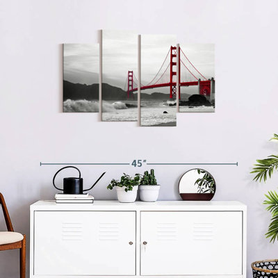 Golden Gate Bridge Beach, ensemble de 4 pièces sur toile