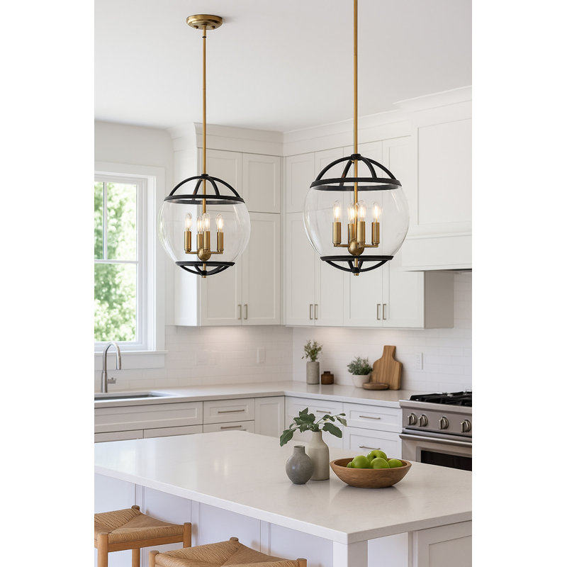 Calvin 4 - Light Unique / Statement Globe Pendant, Black