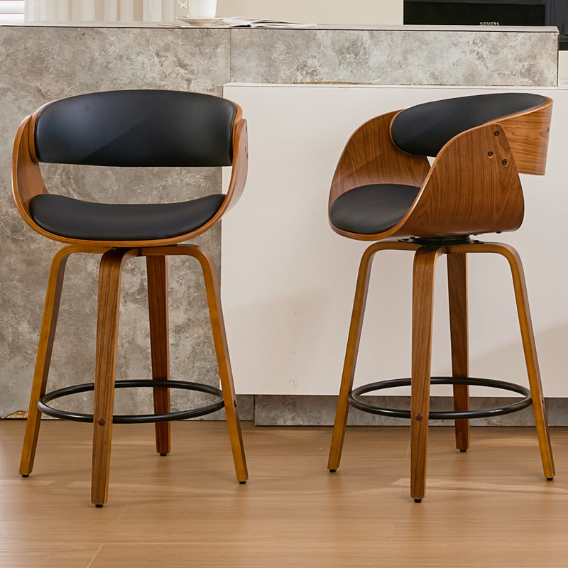 Tabouret de bar rotatif 30 po Modern, Noir, Tabouret de comptoir (assise à une hauteur de 26 