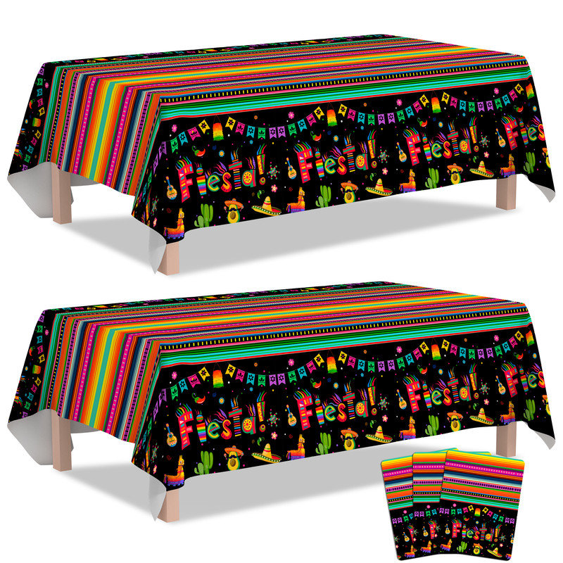 Mexican Fiesta Party Supplies, 3pcs Mexican Fiesta Tablecloths Set