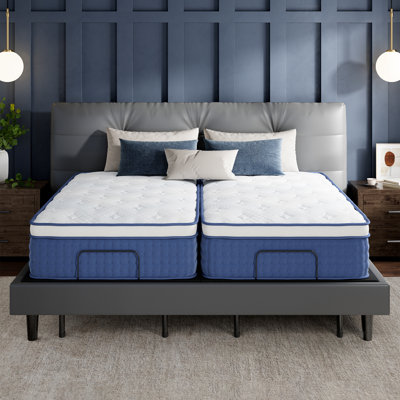 Split King Adjustable Bed with 14” Dual Foam Hybrid Mattress, Zero Gravity, Massage, Wireless Remote, and Underbed Light