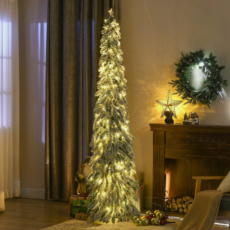 Arbre de Noël artificiel de 7 pi avec 7 536 branches, 350 lumières DEL blanches ou colorées, forme Downswept, 7'