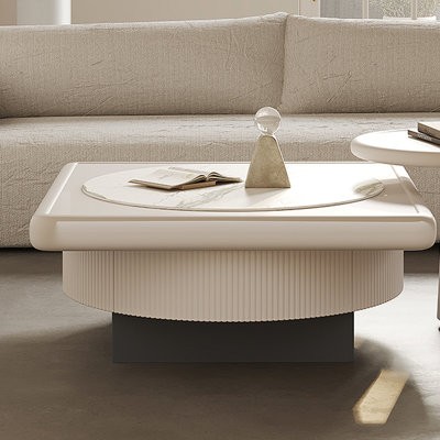 Table de thé en pierre crème