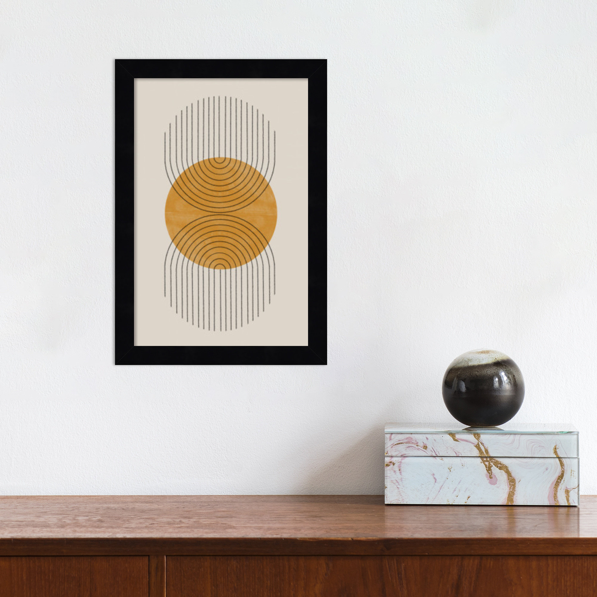 Perfect Point Yellow by The MIUUS STUDIO, Black Framed, 13" H x 9" W x 1" D