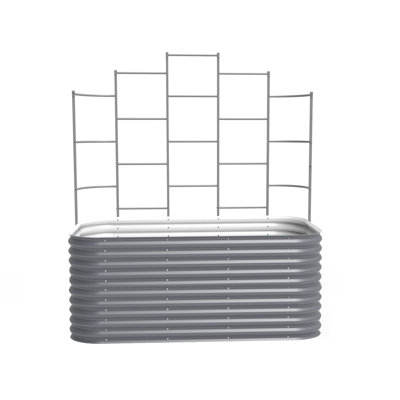 32" Tall 9 In 1 Modular Metal Outdoor Raised Garden Bed With Trellis