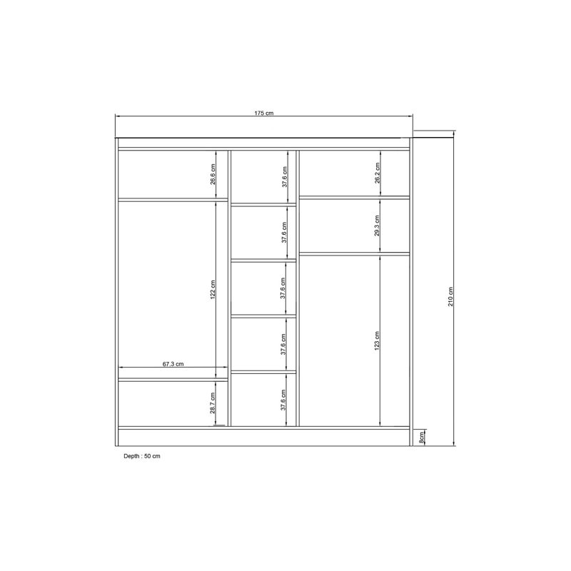 Berend 5 Door Manufactured Wood Wardrobe, 211cm H x 54cm W x 32.2cm D