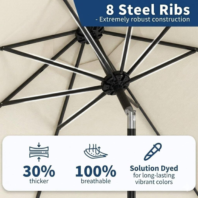 304.8 cm W X 304.8 cm D Cantilever Parasol with Crank Lift, Cream