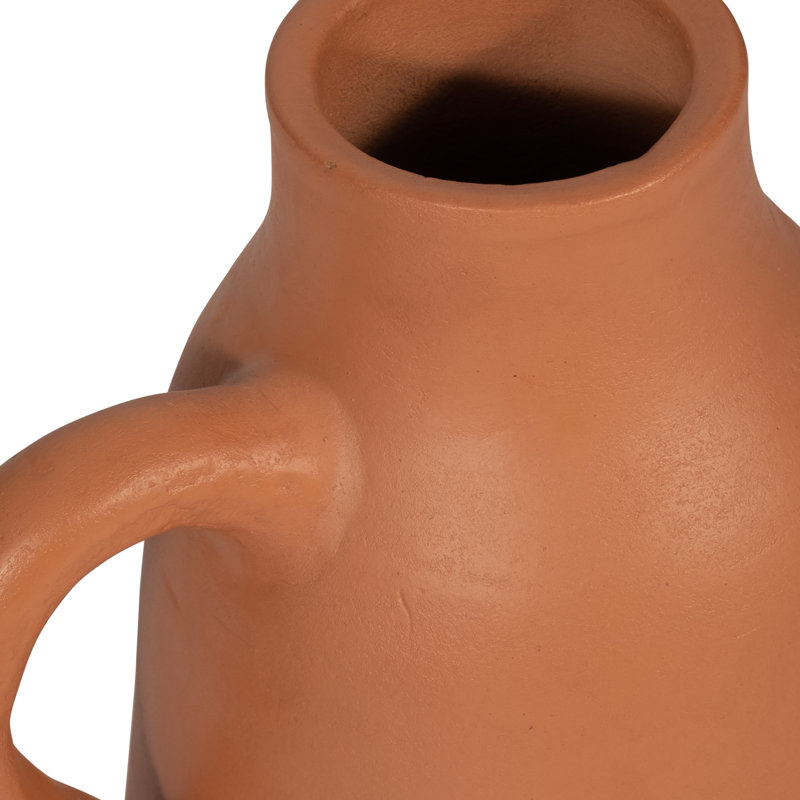 Vase de table en terre cuite Anasta, Hauteur totale - 8,5 po, Brun