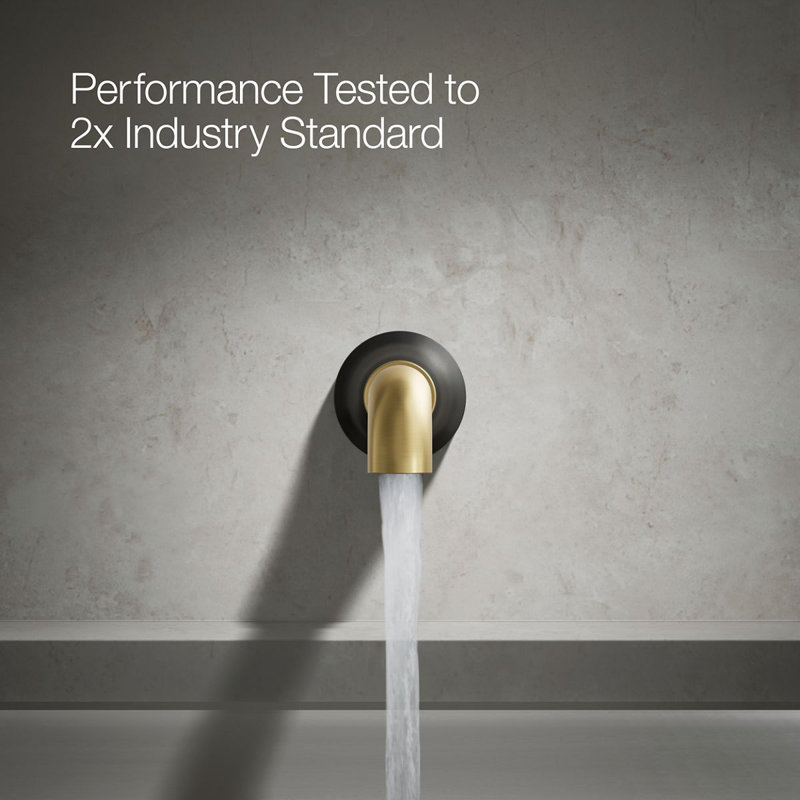 Tone Wall-Mount Non-Diverter Bath Spout, Matte Black/Moderne Brass