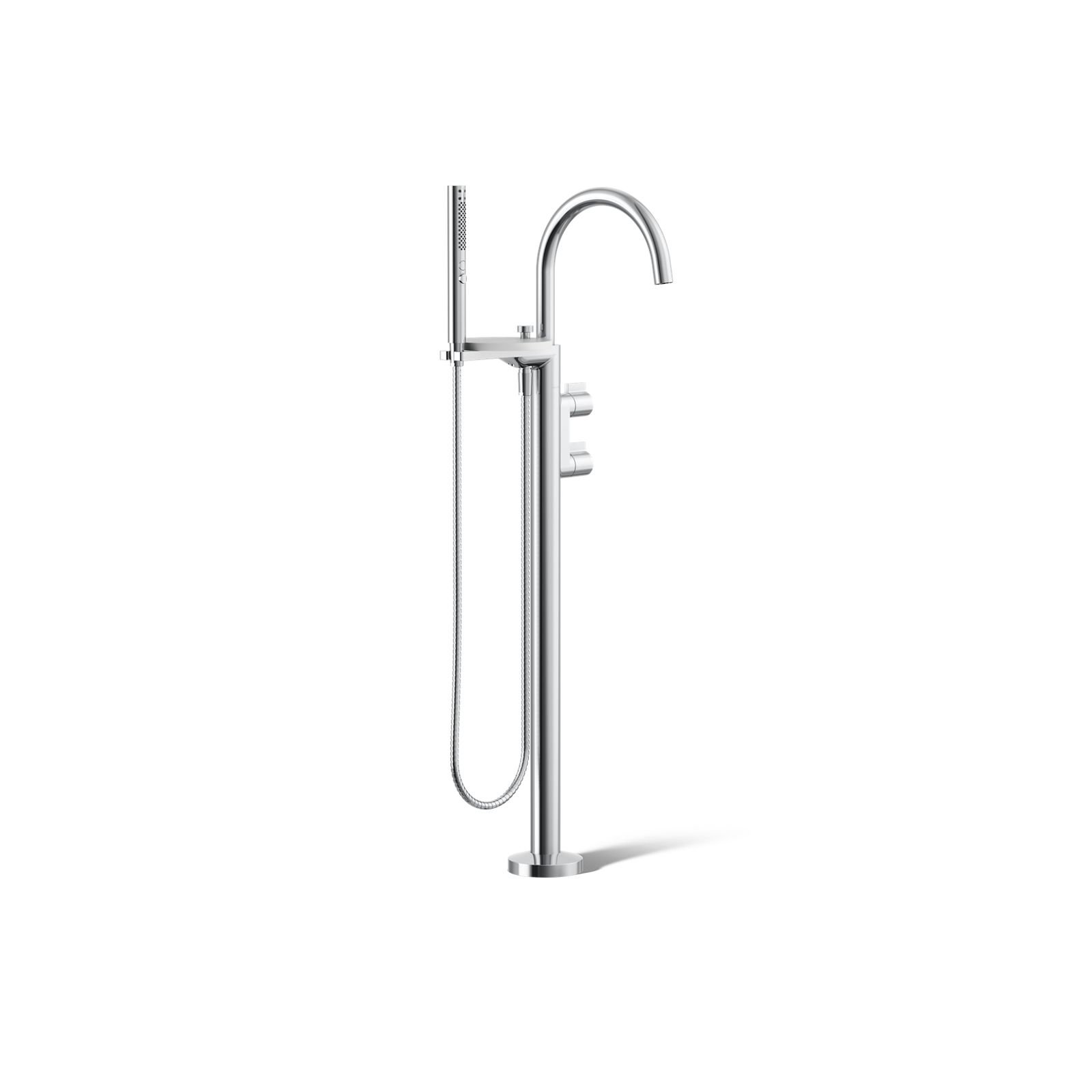Components Floor-Mount Bath Filler Trim, Polished Chrome, Knob Handle