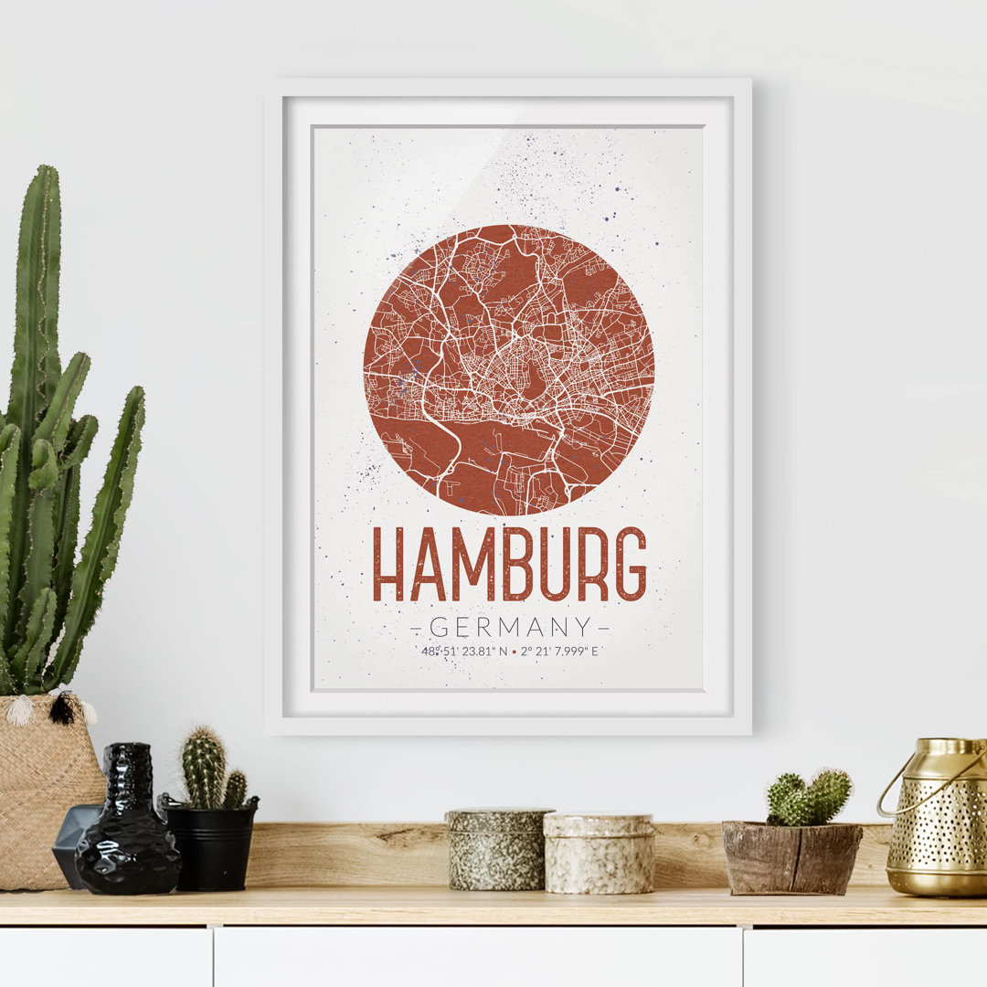 Gerahmtes Poster Retro Hamburg Street Map