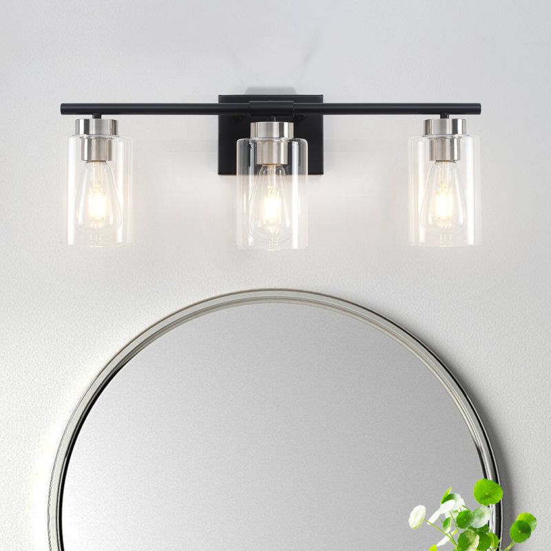 Hooversville 3- Light Dimmable Vanity Light, Black/Brushed Nickel, 3 Lights