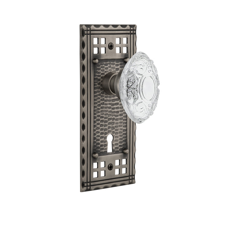Craftsman Plate with Decorative Keyhole and Crystal Victorian Knob