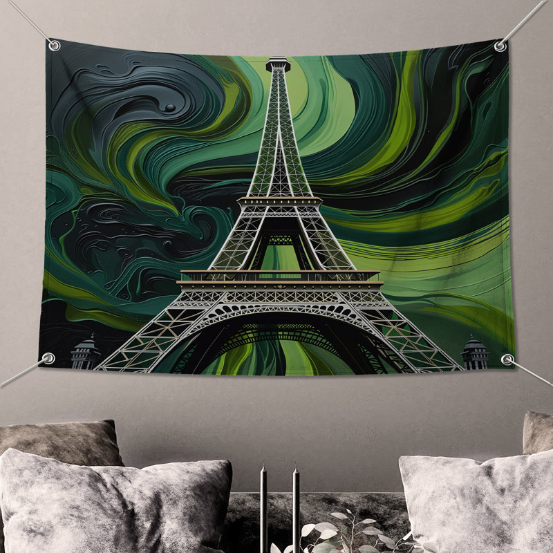 Tapisserie murale Tour Eiffel - Décoration murale architecture, 50in H x60in W with 4 Grommets