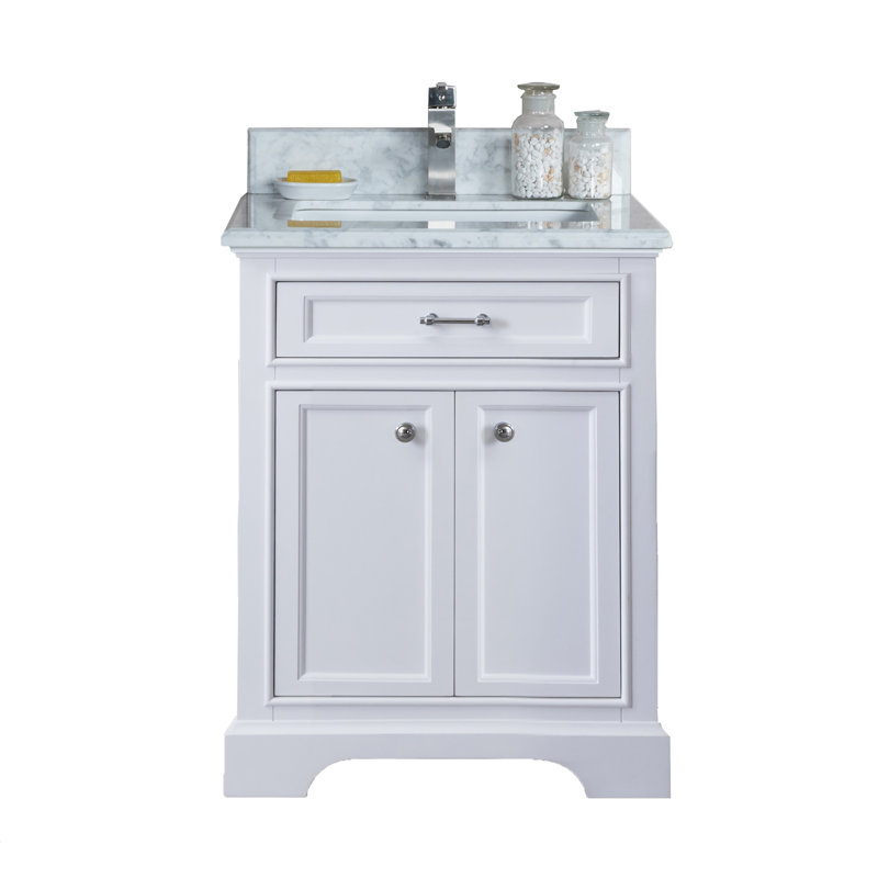 Ensemble de meuble-lavabo simple 25 po Harkness, Marbre de Carrare