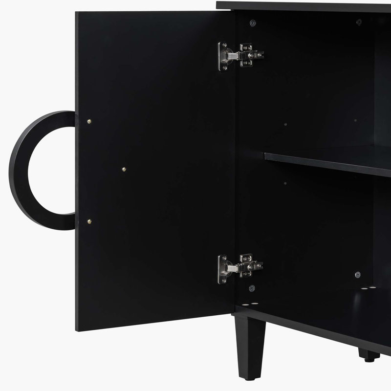 Buffet polyvalent à quatre portes pour diverses pièces avec construction robuste, Noir, noir, noir, noir