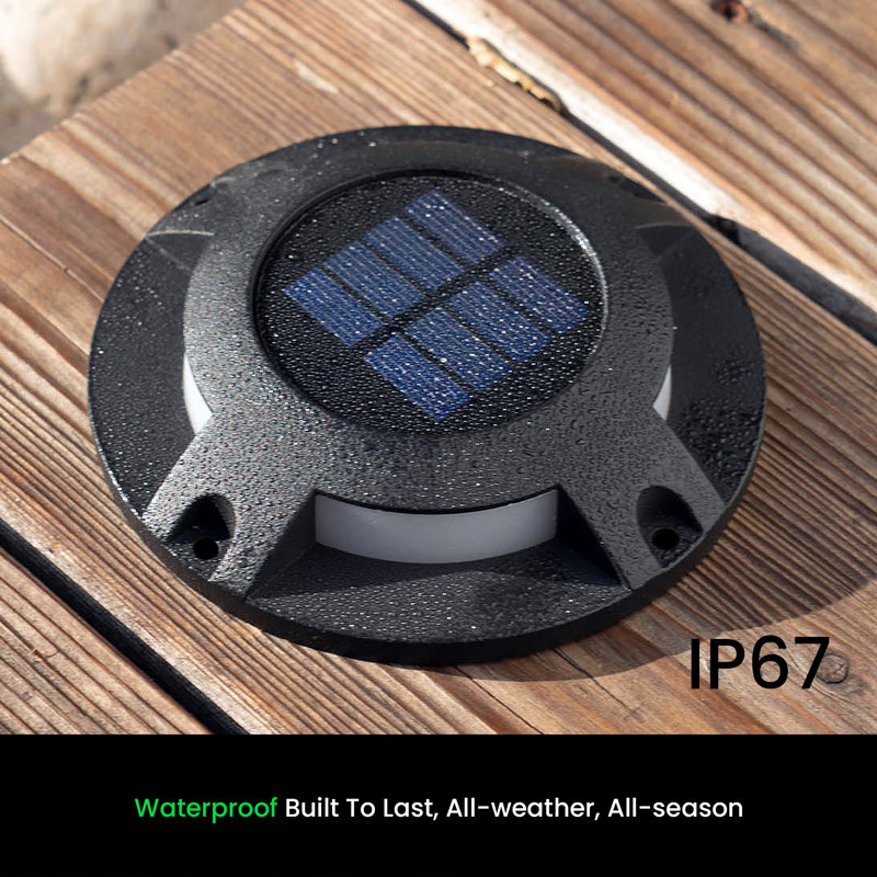 Accent en métal à DEL à faible tension et énergie solaire noir mat intégré