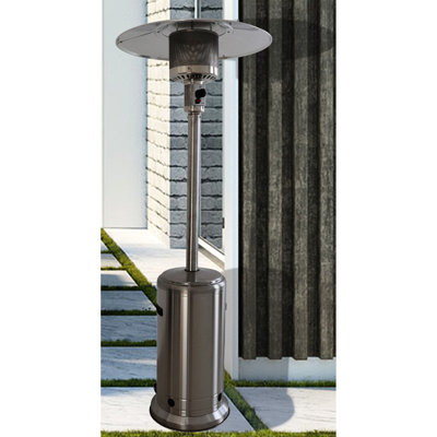 Chaufferette sur pied 46000 - fournit une chaleur constante, fabrication en aluminium, hauteur de 83,5 po, option de compatibilité avec le réservoir de propane de 20 lb.