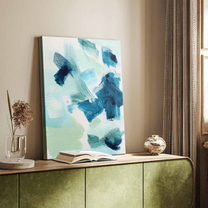 Teal Composition II -Custom Wrapped Gallery Cavas