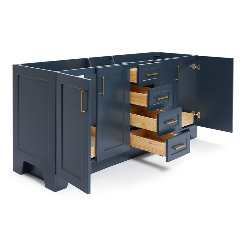 72" Double Bathroom Vanity Base Only, Midnight Blue