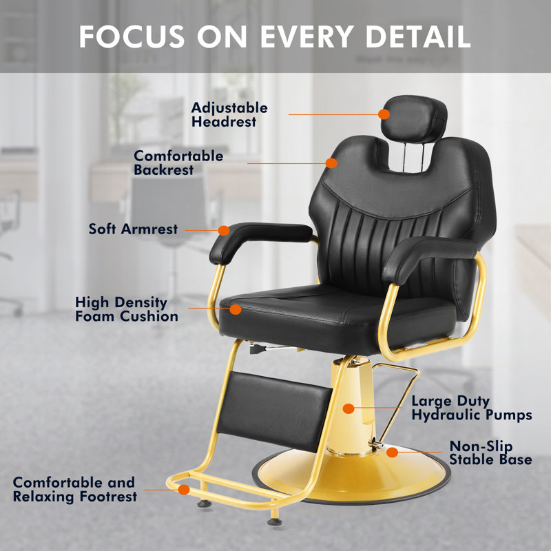 Mercer41 360°swivel Hydraulic Salon Chair With Adjustable Headrest