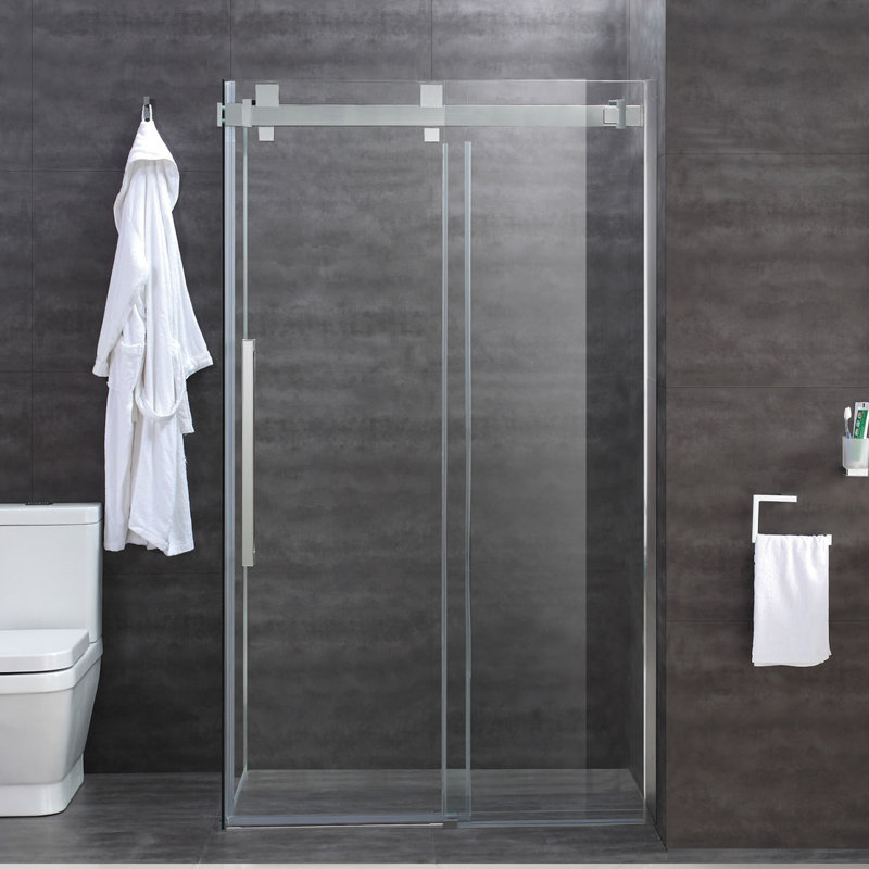 1400mm W x 2000mm H Single Added Frameless Shower Door with Clear Glass