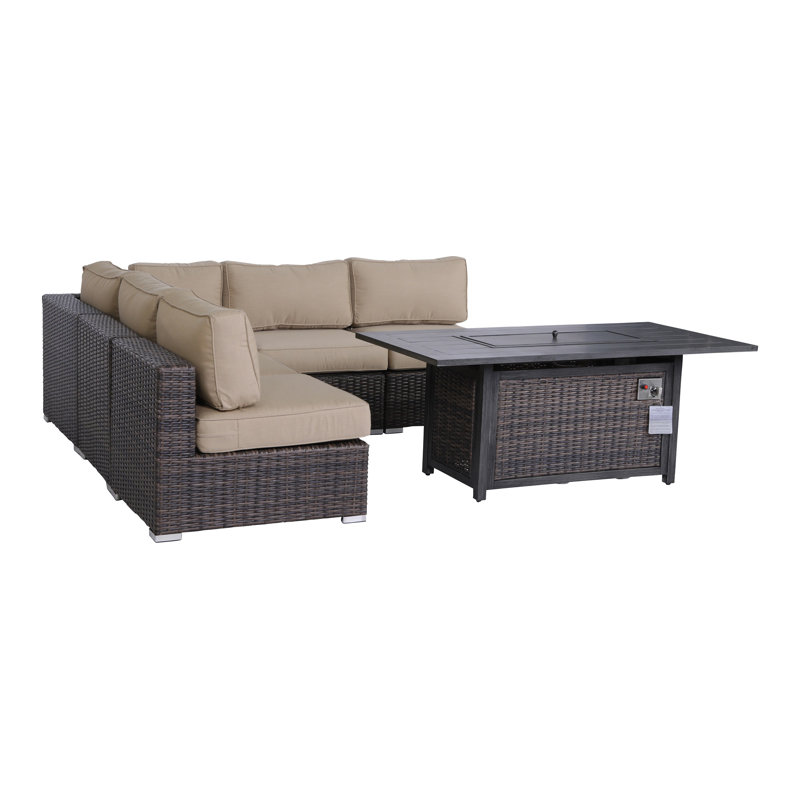 Ensemble de conversation modulaire avec coussins 6 pièces entièrement assemblé