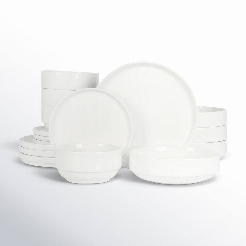Gibson Home Rothernberg 16 Piece Stackable Porcelain Plates and Bowls Dinnerware Set