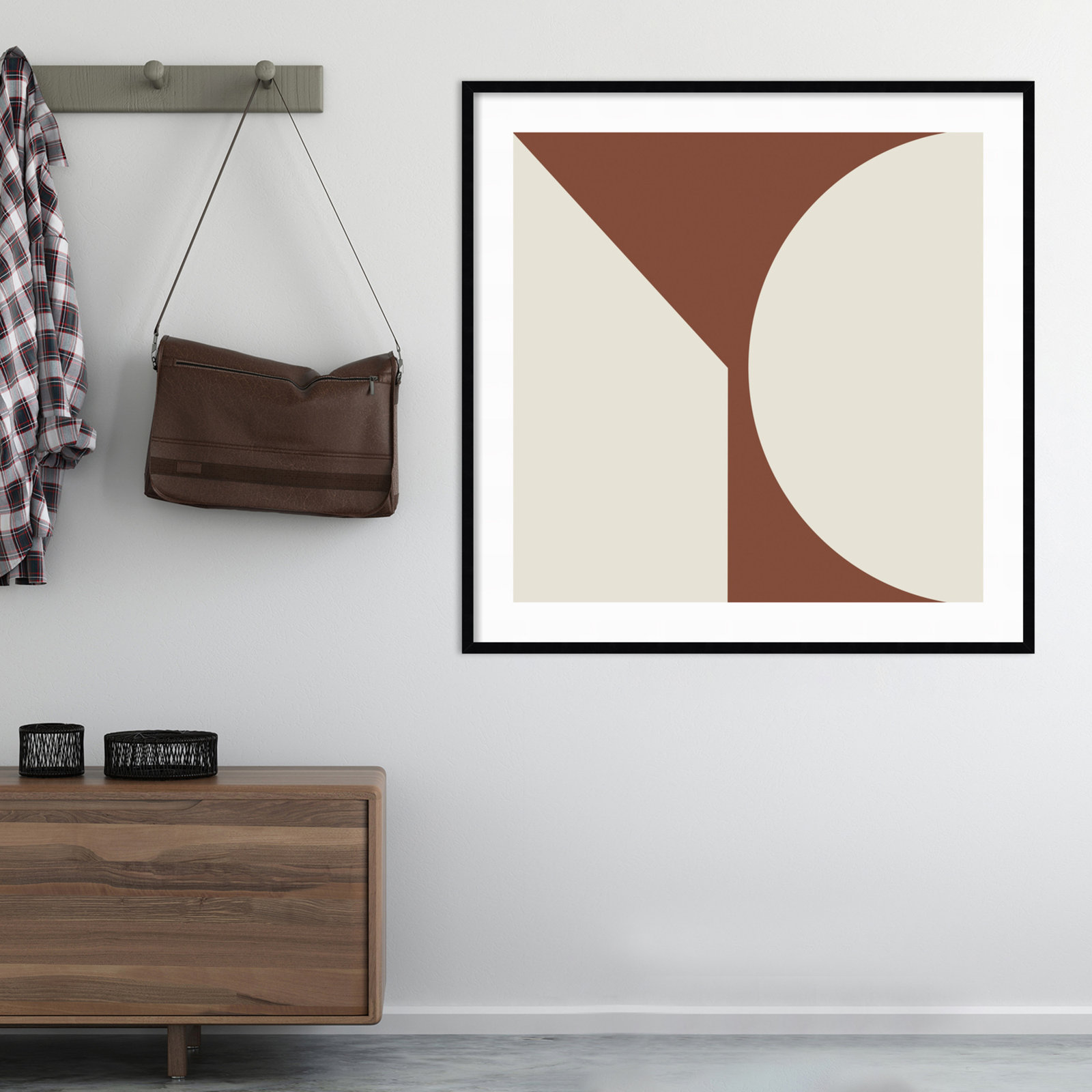 Alina "Minimal Max Mod I Hot Chocolate" Print, Black Framed, 41.25" H x 41.25" W x 0.8" D