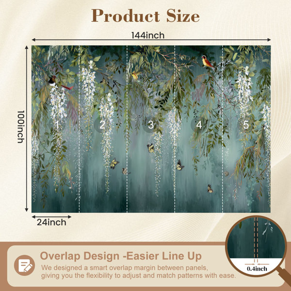 Red Barrel Studio® Floral Peel and Stick Wallpaper Serene Wisteria ...