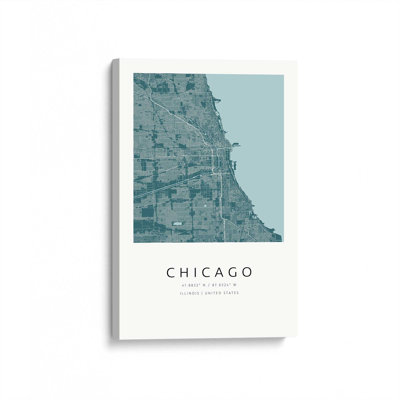 Chicago Street Map, reproduction d'art sur toile
